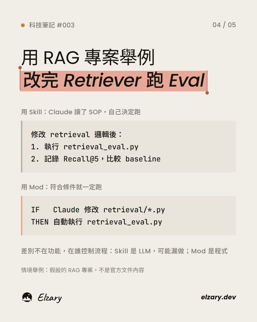 用 RAG 情境比較 Skill 與 Mod 的差異。